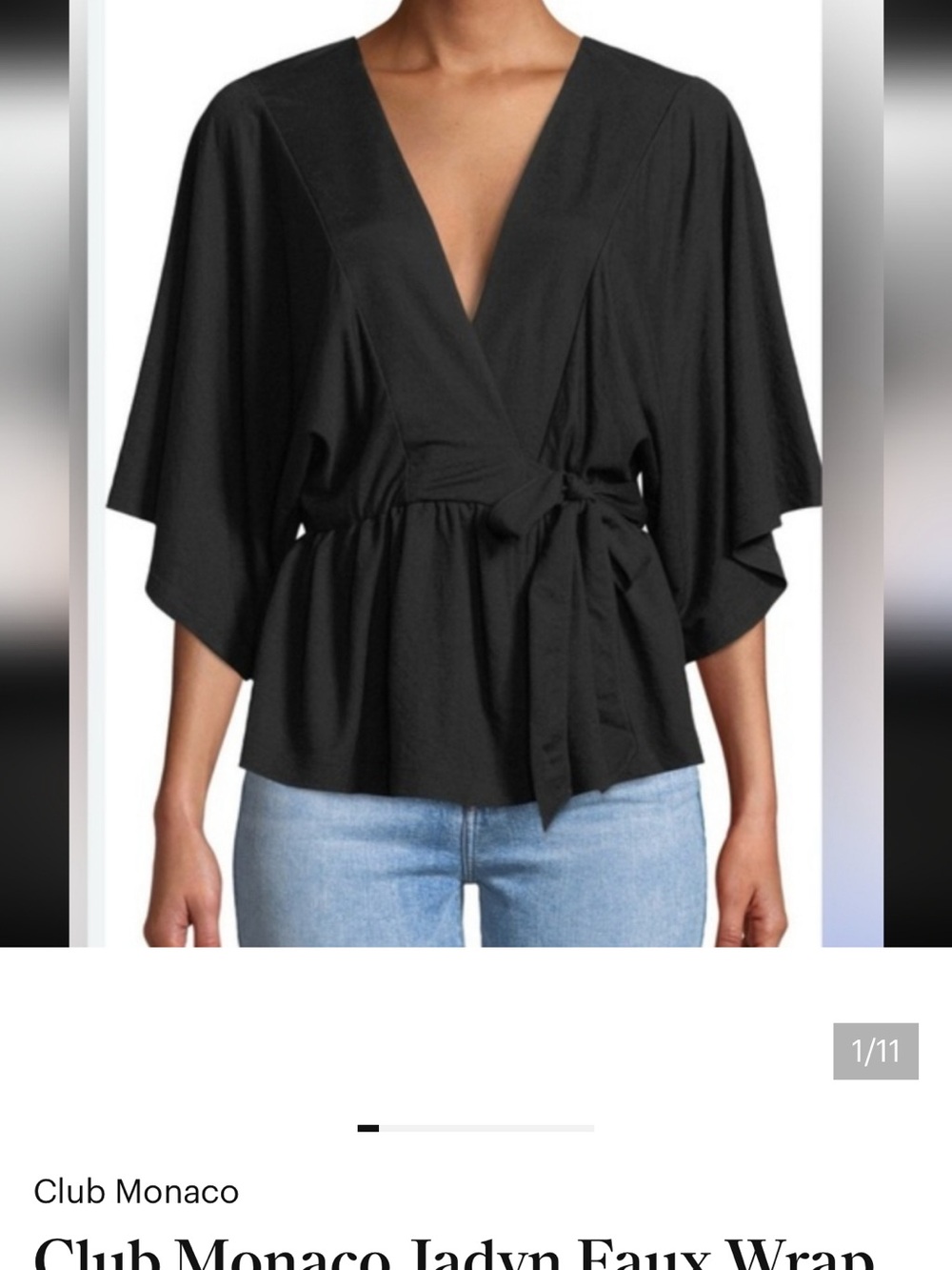 Club Monaco Jadyn Faux Wrap
Kimono Wide Short Sleeved Vneck Viscose Top NWOT